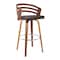 Armen Living Jayden 30" Bar Height Swivel Brown Faux Leather and Walnut Wood Bar Stool LCJYBABRWA30 - alternate 1